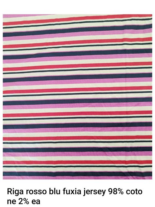 tessuto in jersey a righe multicolore Laboratorio Capri | RIGAROSSOBLUFUCSIAROSSOBLUFUCSIA